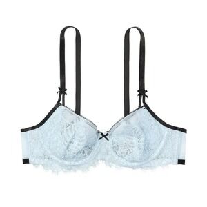 Victoria's Secret Dream Angels Wicked Unlined Balconette Bra‎ Blue Black 38DD